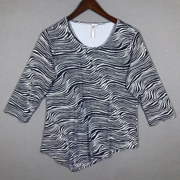 Lulu B Tops - Lulu B 3/4 Sleeve Tunic Top Size Medium M UPF 50+ Nylon Stretch Navy Blue Gray